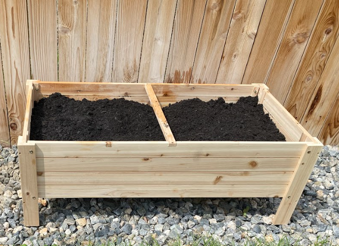 Cedar Raised Garden bed with soil